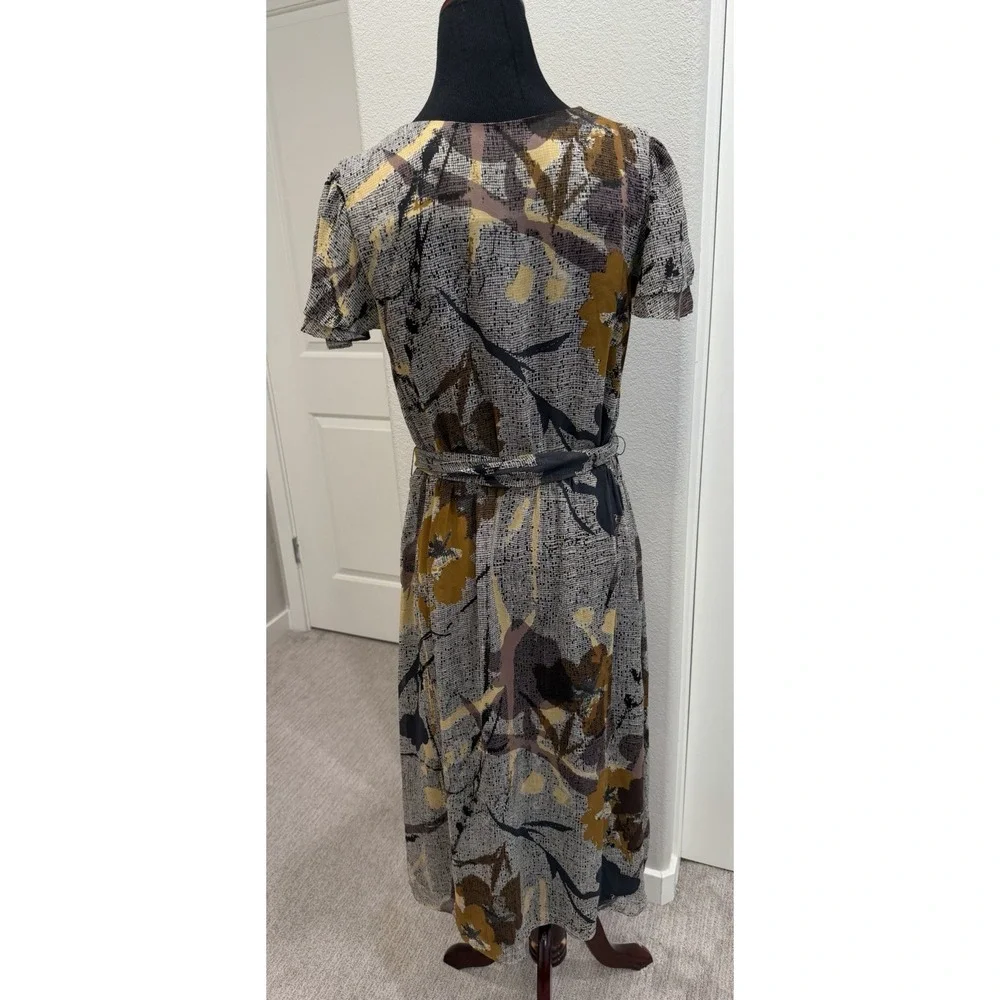Maeve X Anthropologie Bronwen Silk Floral Faux-Wrap Belted Dress 6 Romantic